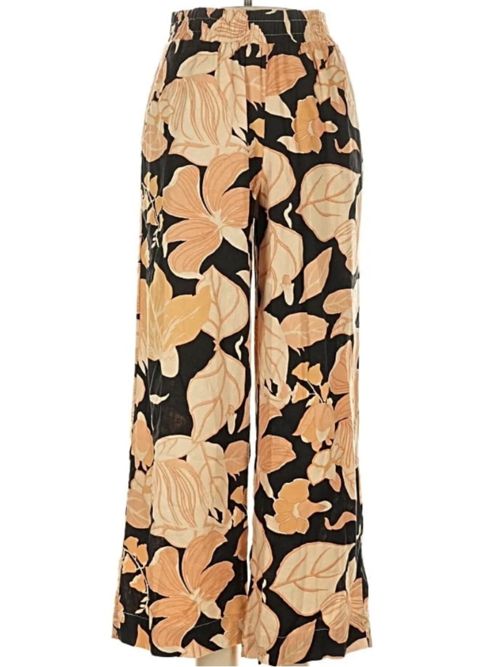 Rachel Zoe Black with Peach Floral Wide-Leg Pants
